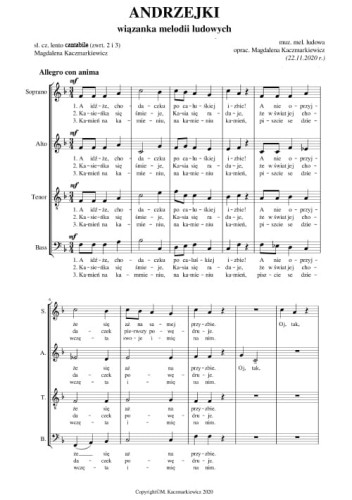 Andrzejki - wiązanka melodii ludowych nuty do pobrania w pdf na chór mieszany - Magdalena Kaczmarkiewicz