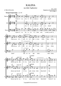 Kalina na chór 3-głosowy - M. Kaczmarkiewicz - plik pdf