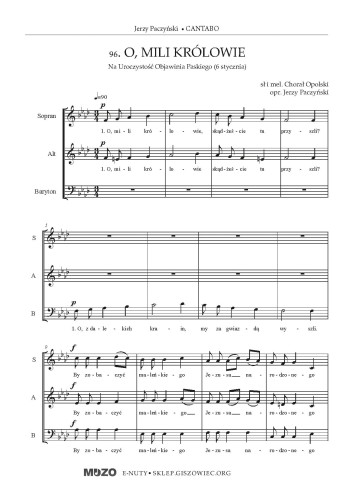 O, mili królowie - kolęda na chór SAB - opr. J. Paczyński - nuty pdf