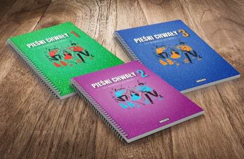 Zeszyt Chwały zestaw trzech części śpiewnik pieśni i piosenek religijnych z nutami muzo