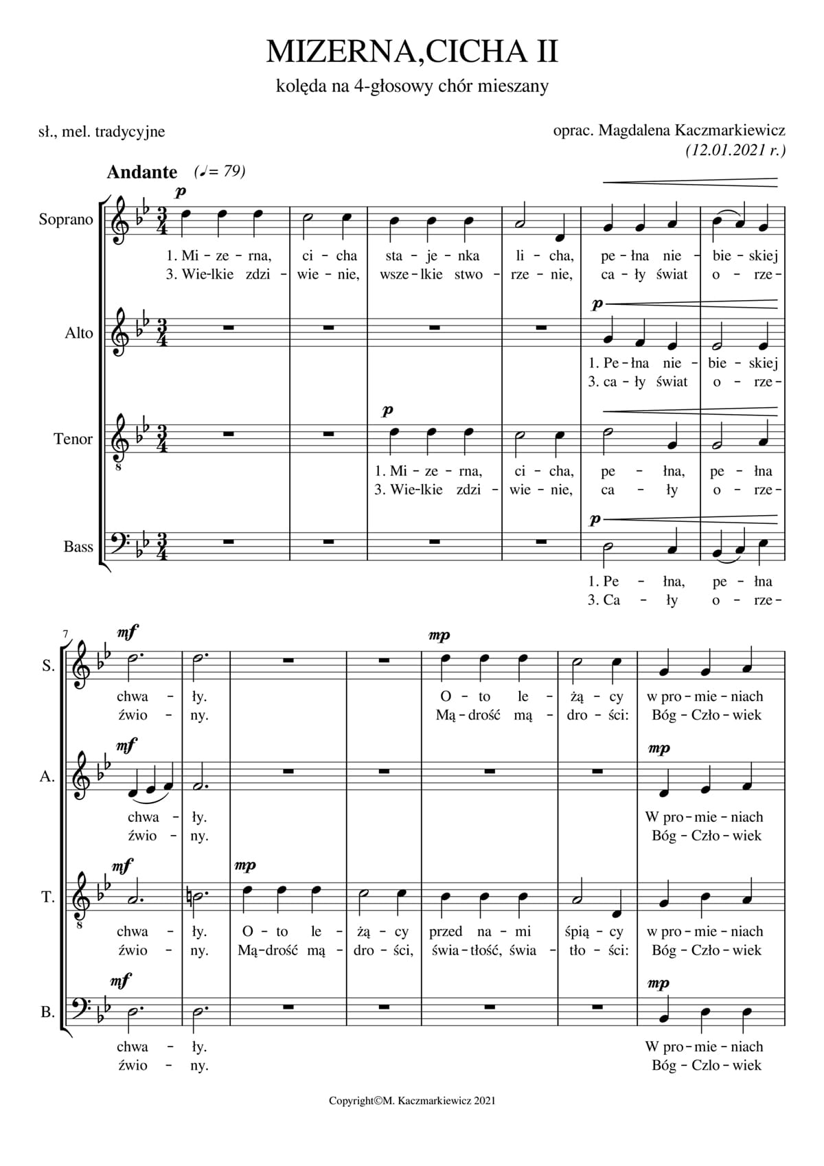 Mizerna Cicha Kol da Na Ch r Mieszany SATB Opr M Kaczmarkiewicz MUZO Mizerna Cicha Kol da Na Ch r Mieszany SATB Opr M Kaczmarkiewicz MUZO